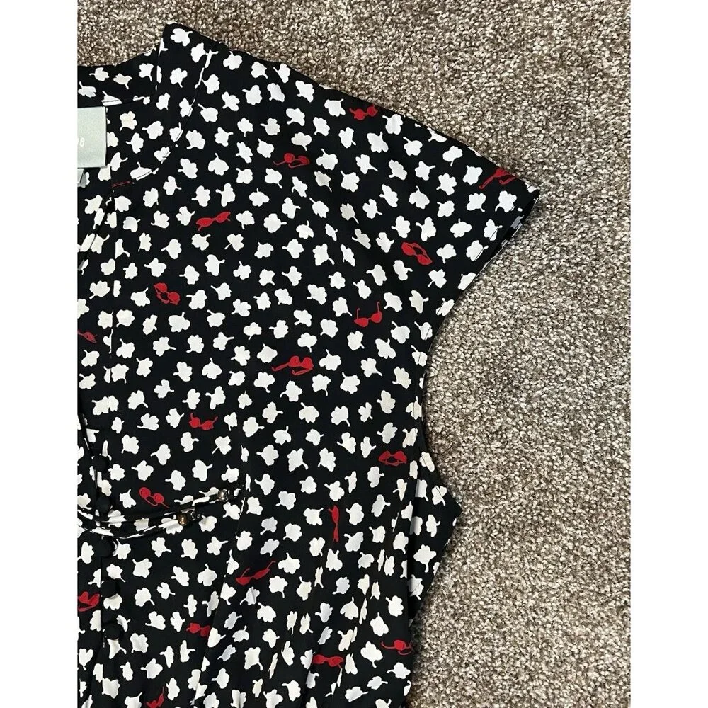 Anthropologie Maeve Odelia Black Floral Mini Dress Size Medium Sunglasses Pocket - Picture 10 of 15